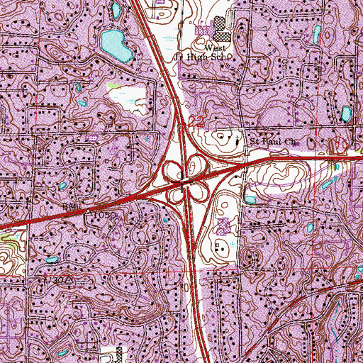 Topographic Map of Interchange 16A and 16B, MN