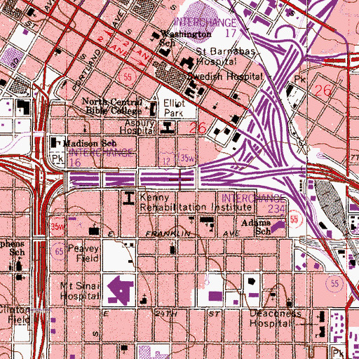 Topographic Map of Interchange 16B, MN