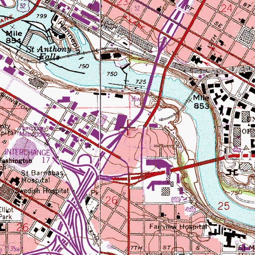 Topographic Map of Interchange 17B, MN