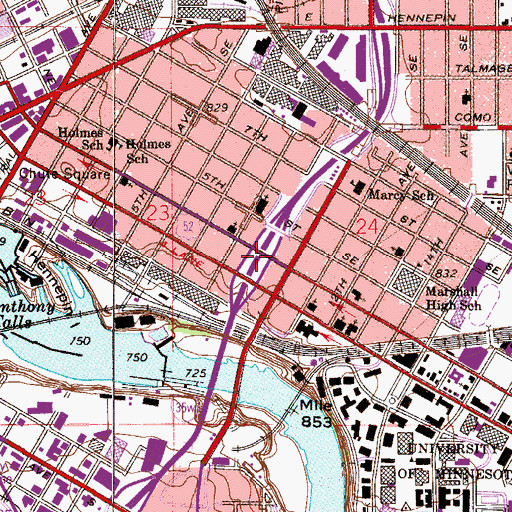 Topographic Map of Interchange 18, MN