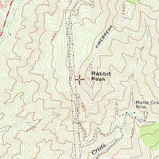 Topographic Map of Rabbit Peak, CA
