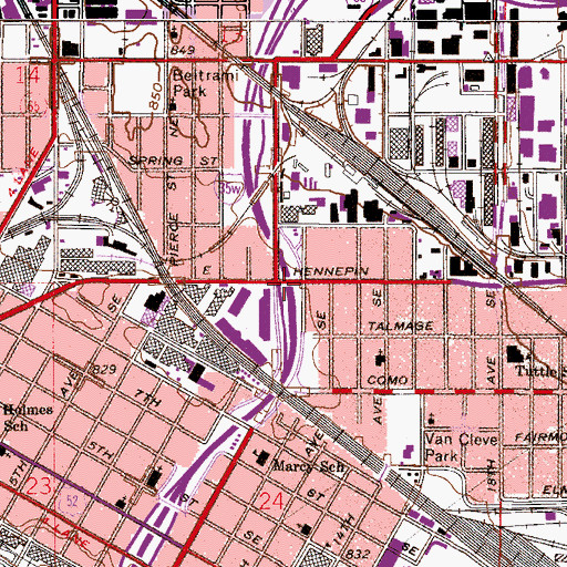 Topographic Map of Interchange 19, MN