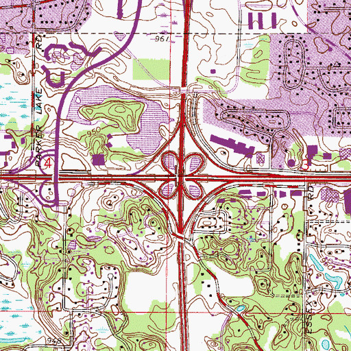 Topographic Map of Interchange 19A, MN