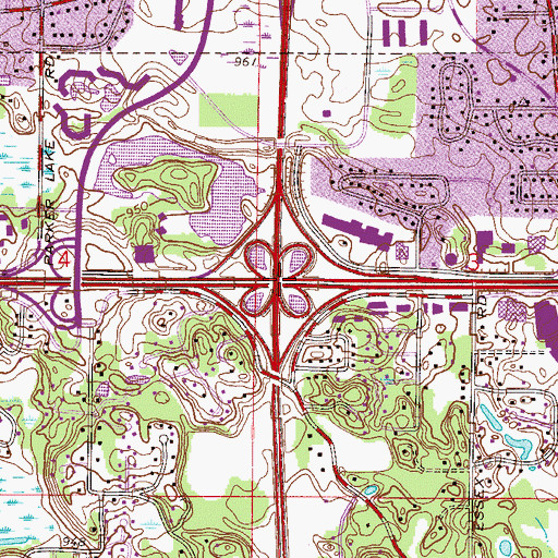 Topographic Map of Interchange 19B, MN