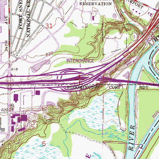 Topographic Map of Interchange 1A, MN