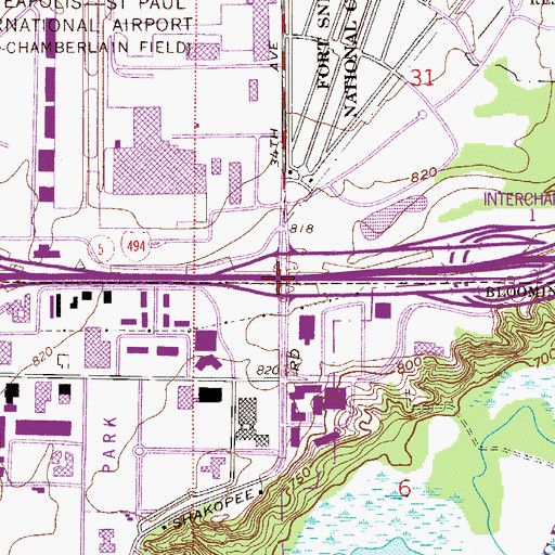 Topographic Map of Interchange 1B, MN