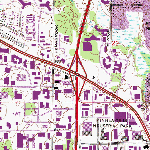 Topographic Map of Interchange 22, MN