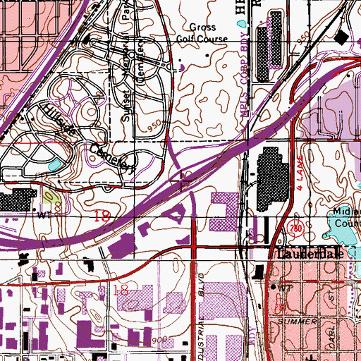 Topographic Map of Interchange 22, MN