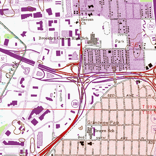 Topographic Map of Interchange 225, MN