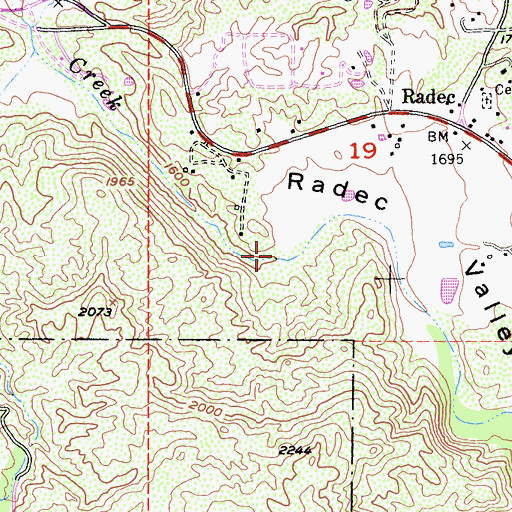 Topographic Map of Radec Valley, CA