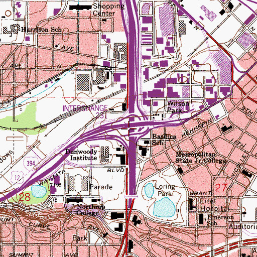 Topographic Map of Interchange 231, MN