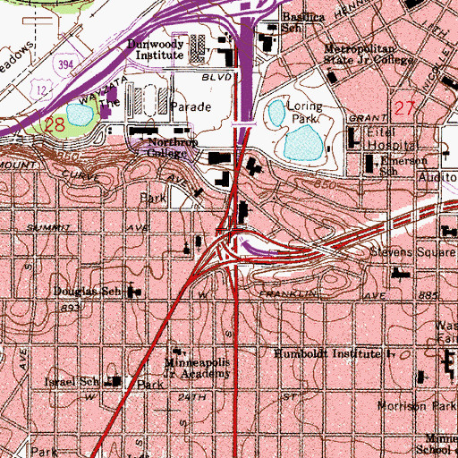Topographic Map of Interchange 233, MN