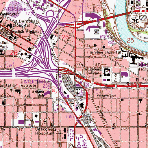 Topographic Map of Interchange 234, MN