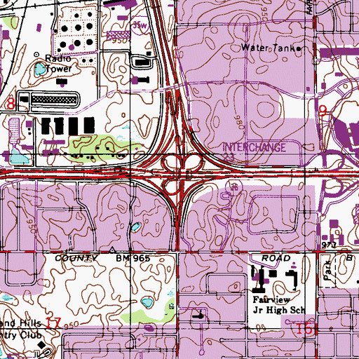 Topographic Map of Interchange 23B, MN