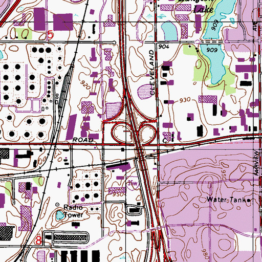 Topographic Map of Interchange 24, MN