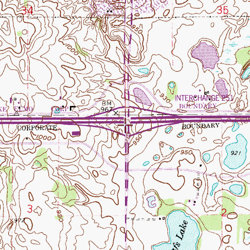 Topographic Map of Interchange 251, MN