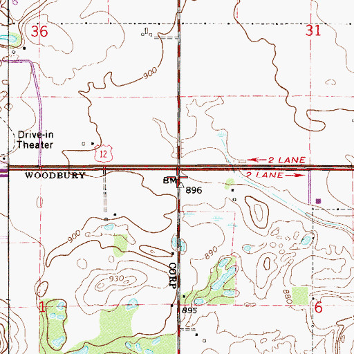 Topographic Map of Interchange 253, MN