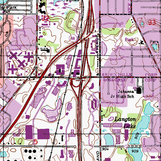 Topographic Map of Interchange 25A, MN