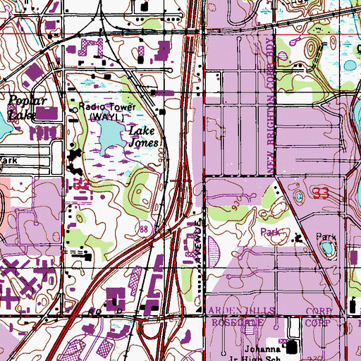 Topographic Map of Interchange 25B, MN
