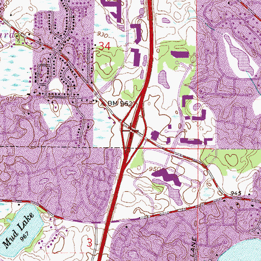 Topographic Map of Interchange 26, MN