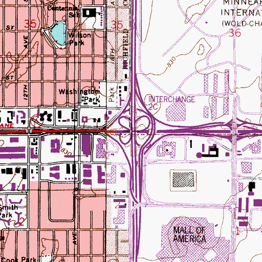 Topographic Map of Interchange 2B and 2C, MN