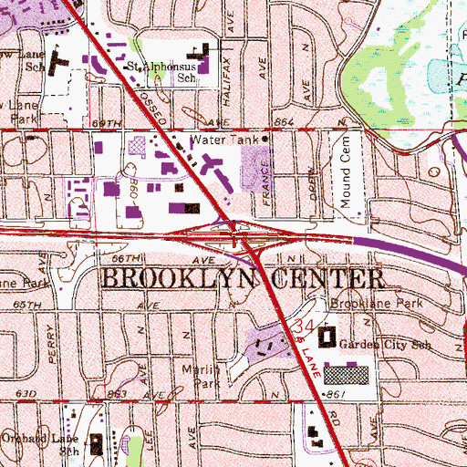 Topographic Map of Interchange 33, MN
