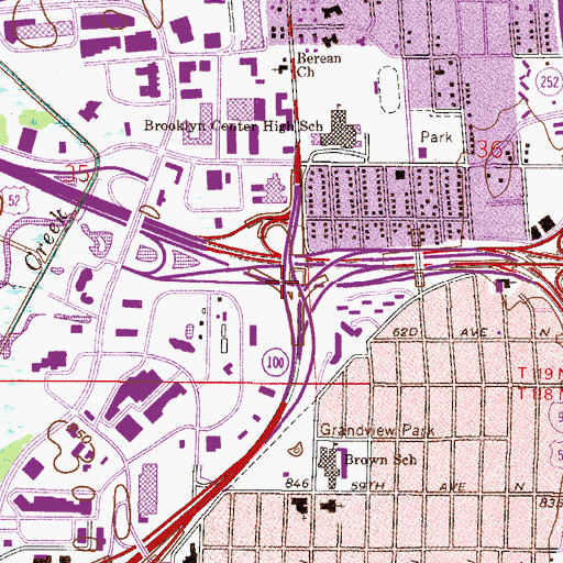 Topographic Map of Interchange 35A, MN