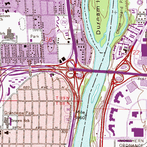 Topographic Map of Interchange 35B, MN