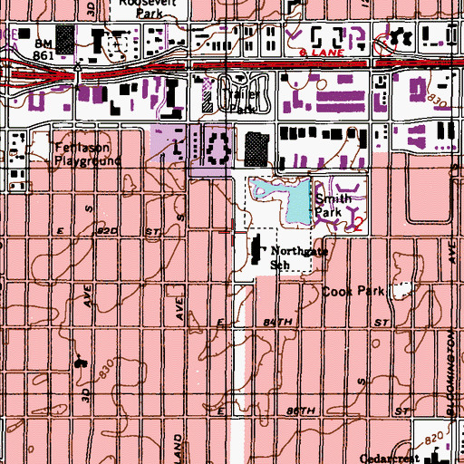 Topographic Map of Lutheran High School, MN