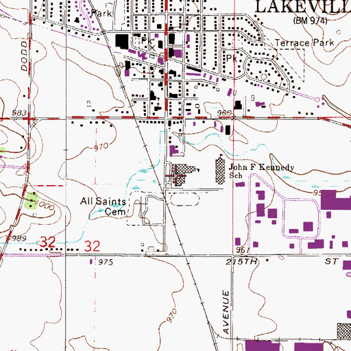 Topographic Map of McGuire Junior High School, MN