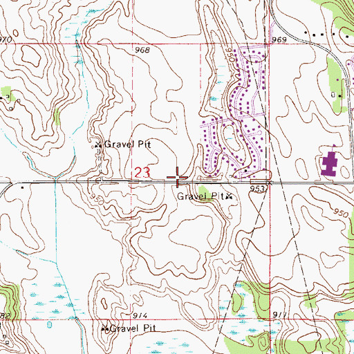 Topographic Map of Medowview Elementary School, MN