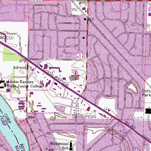 Topographic Map of Middle Level Alternative School, MN