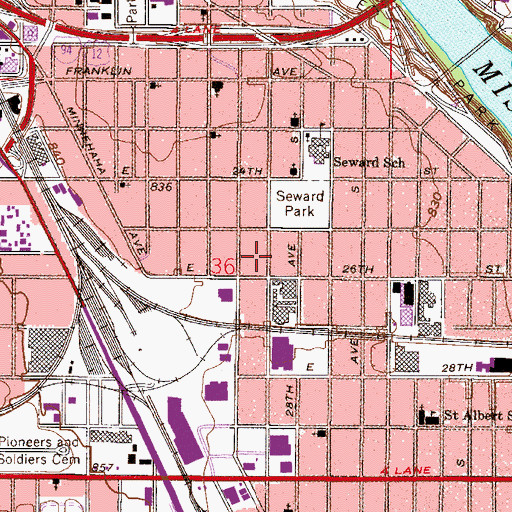 Topographic Map of Minnesota Transitions Middle School, MN