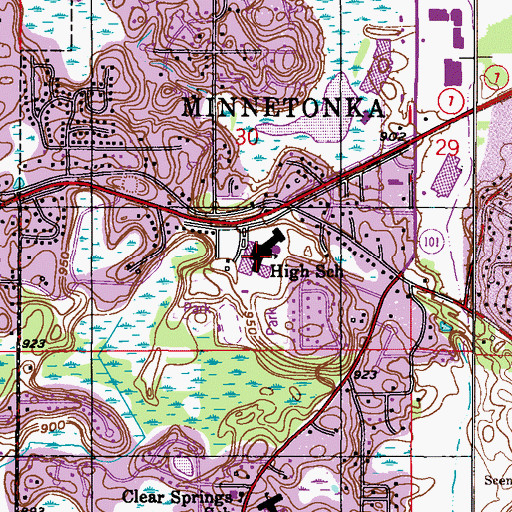 Topographic Map of Minnetonka Senior High School, MN