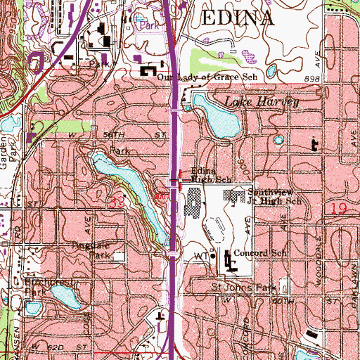 Topographic Map of Normandale Elementary School, MN