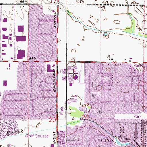 Topographic Map of North Hennepin Community College, MN