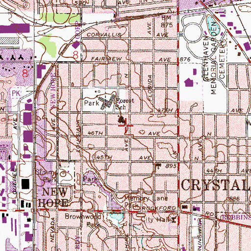 Topographic Map of North Hennepin Montessori School, MN