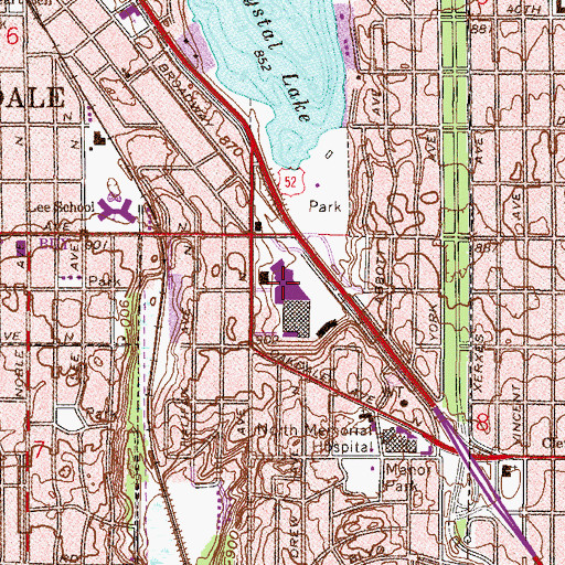 Topographic Map of North Vista Center Alternative Learning Center, MN