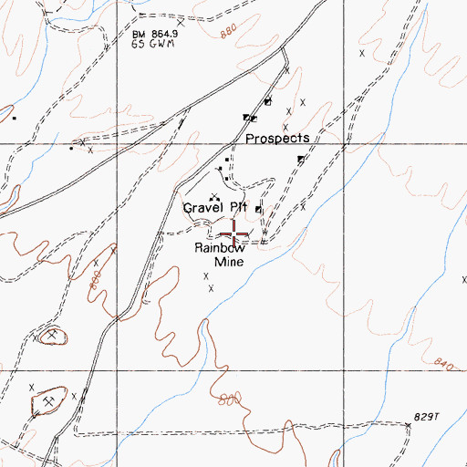 Topographic Map of Rainbow Mine, CA