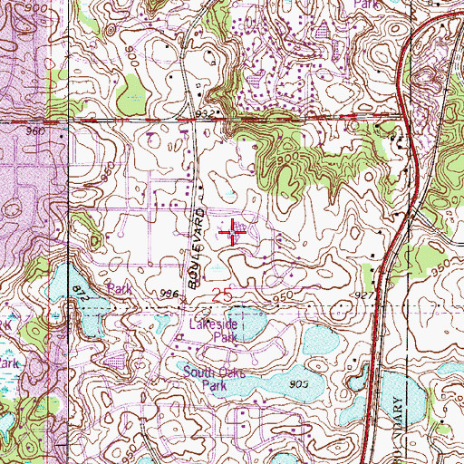 Topographic Map of Pinewood Elementary School, MN