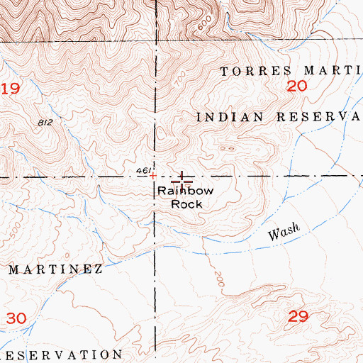 Topographic Map of Rainbow Rock, CA
