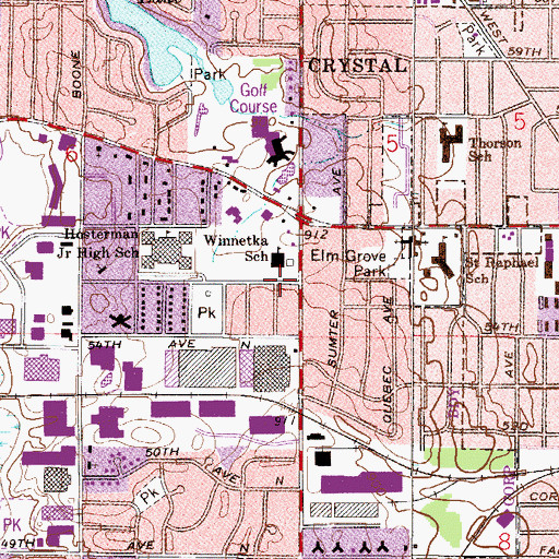 Topographic Map of Robbinsdale Middle School Alternatie Learning Center, MN