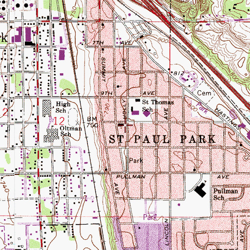 Topographic Map of Saint Andrew School, MN