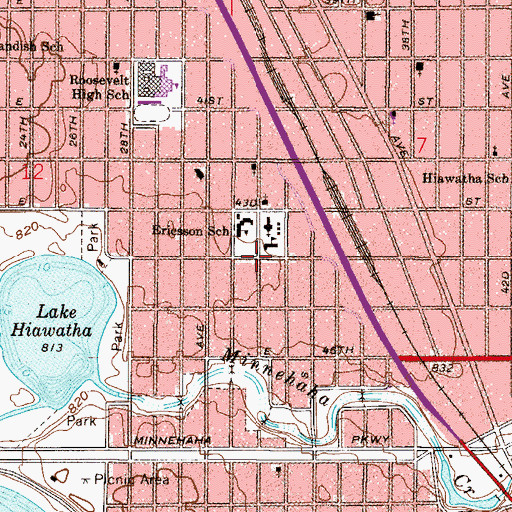Topographic Map of Saint Helena School, MN