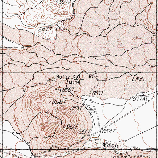 Topographic Map of Rainy Day Mine, CA
