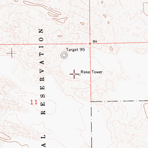 Topographic Map of Rake Tower, CA