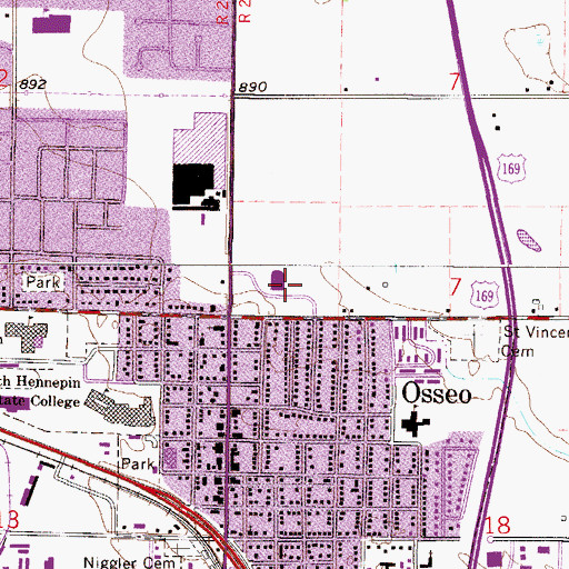 Topographic Map of Saint Vincent de Paul School, MN