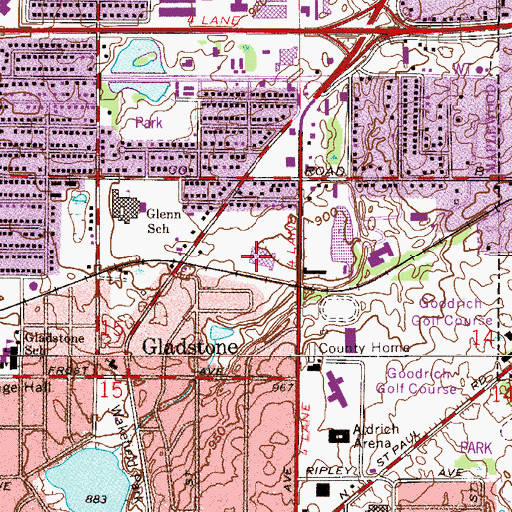 Topographic Map of Sobriety High School, MN