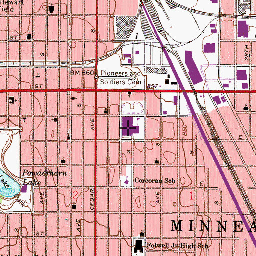 Topographic Map of South Senior High School, MN