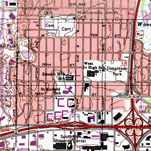 Topographic Map of South Vista Alternative Learning Center, MN